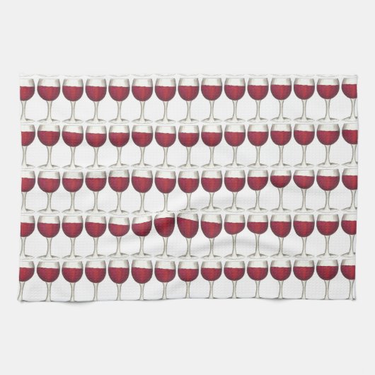 Red Wine Glass Merlot Print Pattern Glazen handdoe Theedoek (Horizontaal)