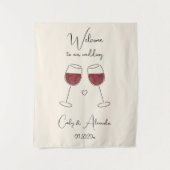 Red Wine Glass Wedding Welcome Wandkleed (Voorkant)