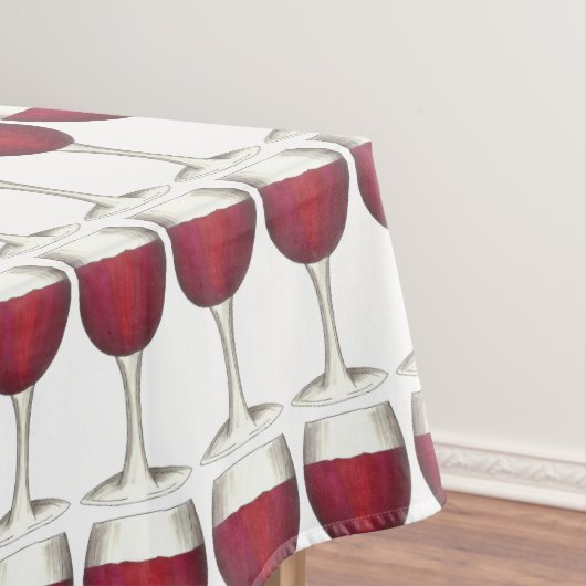 Red Wine Glass Winery Merlot Wine Pattern Print Tafelkleed (Voorbeeld)