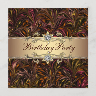 Red Wine Gold Birthday Party Invitation Kaart