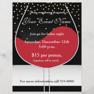 Red Wine Gold & Black Chic Event Flyer Poster