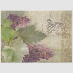 Red Wine Grapes Script Vineyard Winery Decoupage Tissuepapier