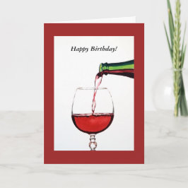 Red Wine Happy Birthday Kaart
