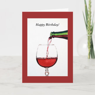 Red Wine Happy Birthday Kaart