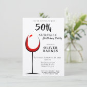 Red Wine Kraft Surprise 50th Birthday Party Kaart (Staand voorkant)