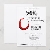 Red Wine Kraft Surprise 50th Birthday Party Kaart (Voorkant / Achterkant)