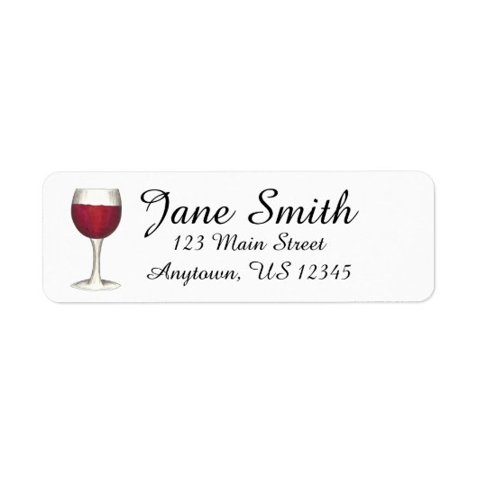 Red Wine Lover Glass Merlot Cabernet Adres Etiket (Voorkant)