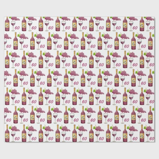 Red Wine Lovers Pattern 60th Birthday Cadeaupapier (Vlak)