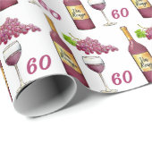 Red Wine Lovers Pattern 60th Birthday Cadeaupapier (Rol Hoek)