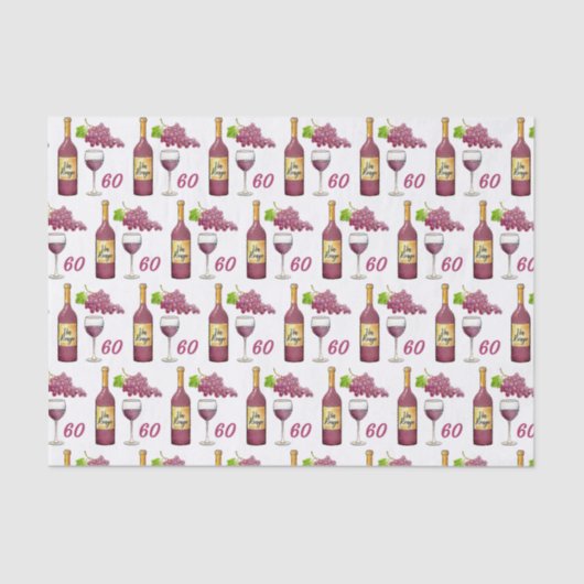 Red Wine Lovers Pattern 60th Birthday Tissuepapier (Voorkant)
