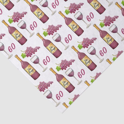 Red Wine Lovers Pattern 60th Birthday Tissuepapier (Detail)