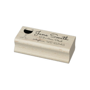 Red Wine Merlot Glass Winery Persoonlijk adres Rubberstempel