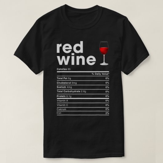 Red Wine Nutrition Facts  T-shirt (Design voorkant)