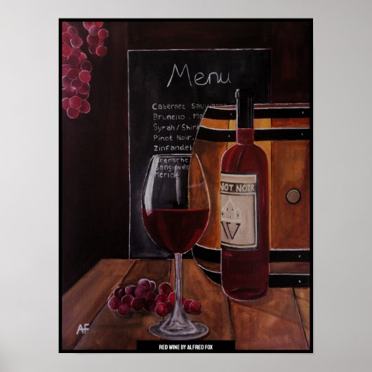 Red Wine Painting by Alfred Fox Poster (Voorkant)