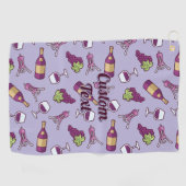 Red Wine Pattern Golf Towel Golfhanddoek (Horizontaal)
