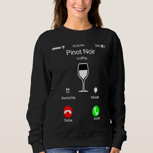 Red Wine Pinot Noir Calling Adult Phone Costume Trui (Voorkant)