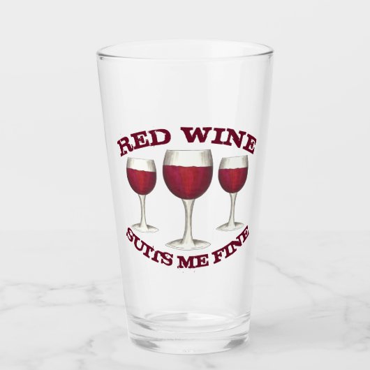 Red Wine Suits me Fine Glass of Merlot Cabernet Glas (Voorkant)