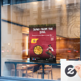 Red Wine Tapas Dancer Spain Paella Restaurant Raamsticker