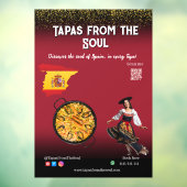 Red Wine Tapas Dancer Spain Paella Restaurant Raamsticker (Vel 3)