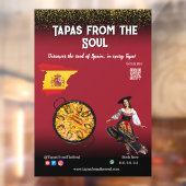 Red Wine Tapas Dancer Spain Paella Restaurant Raamsticker (Vel 2)
