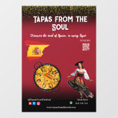 Red Wine Tapas Dancer Spain Paella Restaurant Raamsticker (Vel)