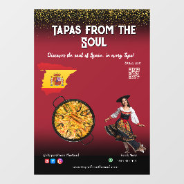 Red Wine Tapas Dancer Spain Paella Restaurant Raamsticker