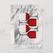 Red Wine Tasting Cocktail Party Invitation Marmer Kaart (Voorkant / Achterkant)