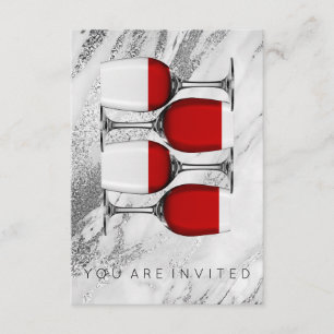 Red Wine Tasting Cocktail Party Invitation Marmer Kaart