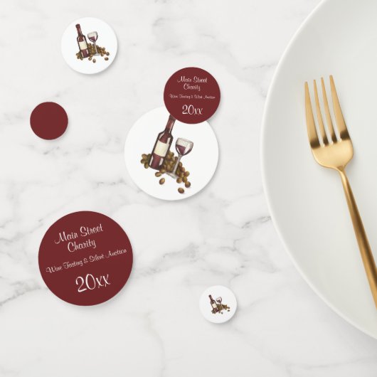 Red Wine Tasting Glass Bottle Grapes Charity Event Confetti (Groep)