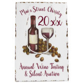 Red Wine Tasting Glass Bottle Grapes Charity Event Medium Cadeauzakje (Voorkant)