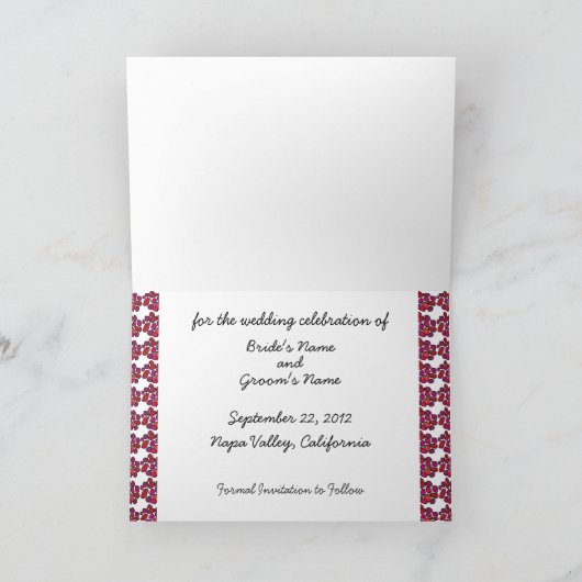 Red Wine Vineyard Wedding Save the Date Kaarten (Binnen)