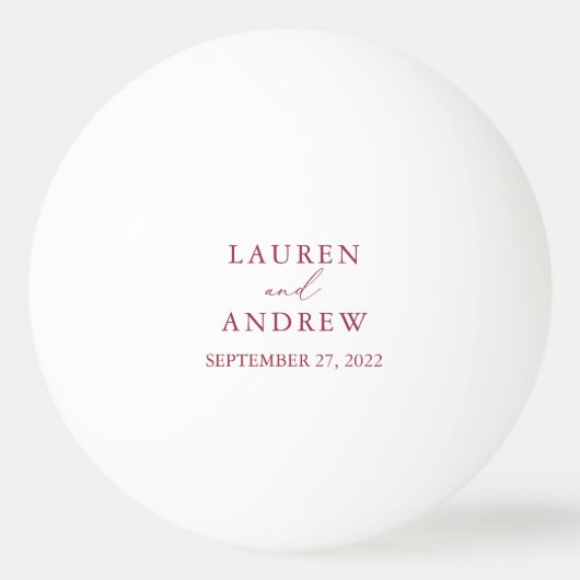 Red Wine Wedding Personalized Ping Pong Ball (Voorkant)