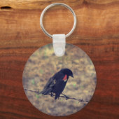 Red Wing Blackbird op Barbed Wire Sleutelhanger (Voorkant)