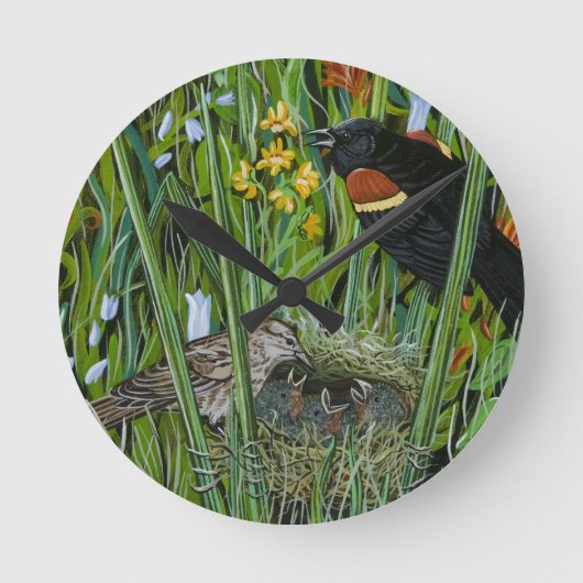 Red Wing Blackbird Ronde Klok (Voorkant)