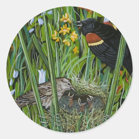 Red Wing Blackbird Ronde Sticker (Voorkant)