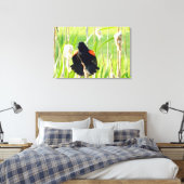Red Wing Blackbird Song Wrapped Canvas Print (Insitu (Slaapkamer))