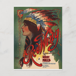 Red Wing Indian Native American Music Art Briefkaart