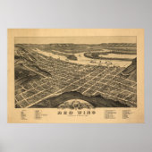 Red Wing Minnesota 1880 Antiek Panorama Map Poster (Voorkant)