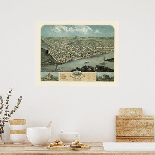 Red Wing, MN Panoramic Map - 1868 Poster (Keuken)