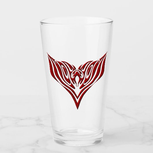 Red Winged Bird Tribal Tattoo Design Glas (Voorkant)