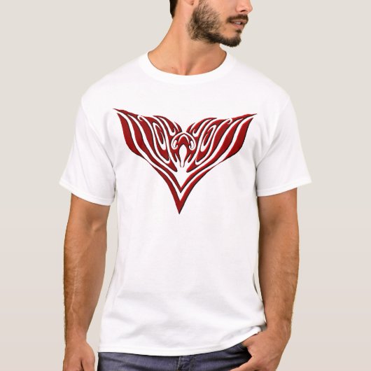 Red Winged Bird Tribal Tattoo Design T-shirt (Voorkant)