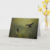 Red Winged Black Birds Art Wenskaart Kaart (Gele Bloem)