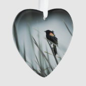 Red-winged Blackbird Marsh Dated Photo Custom Ornament (voorkant)