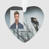 Red-winged Blackbird Marsh Dated Photo Custom Ornament (achterkant)
