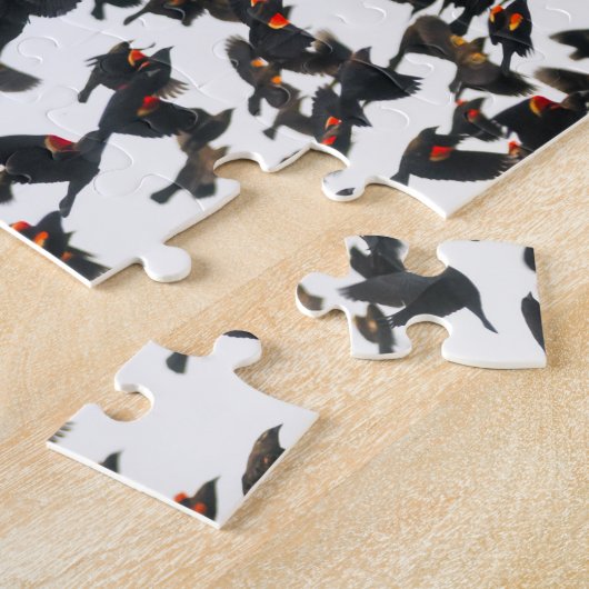 Red Winged Blackbird Murmurmurmuration Puzzle Legpuzzel (Zijkant)