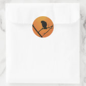 Red Winged Blackbird Silhouette in Oranje Ronde Sticker (Tas)