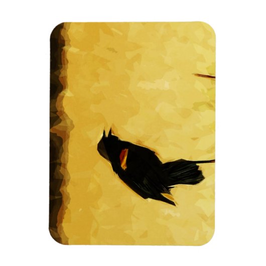 Red-Winged Blackbird Singing Abstract Magneet