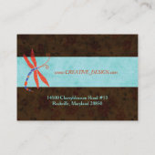 Red Winged Dragonfly Contemporary Visitekaartje (Achterkant)