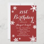 Red Winter 21st Birthday Invitation Kaart (Voorkant)