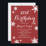 Red Winter 21st Birthday Invitation Kaart<br><div class="desc">Een sneeuwvlokken maken deze leuke uitnodiging voor verjaardagsfeestjes bekend op een rode achtergrond. Als extra coördinerende punten voor uw gebeurtenis nodig zijn,  enkel contacteer ons in prettyfancyinvites@gmail.com met uw verzoek.</div>